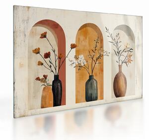 Skleněný obraz - Vázy v obloucích (70x50 cm)
