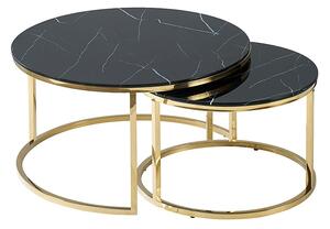 Konferenční stolek Muse, černý mramor / zlatá
