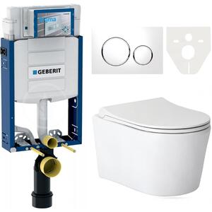 AKCE/SET/LIVERO Geberit - Modul pro závěsné WC s tlačítkem + WC mísa rimless Puerto - bílá + Geberit - Ovládací tlačítko splachování, bílá/chrom