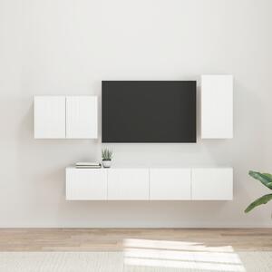 Sada televizního nástěnného kabinetu 4 ks Vysoce lesklá bílá 3408938