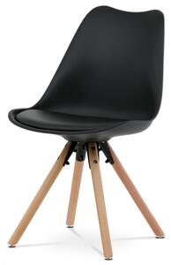 Jídelní židle KANTO — plast, ekokůže, více barev Černá