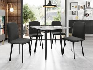Rozkládací stůl Renkiz S 85/85 se 4 židlemi Lekoz, Barva dřeva: šedý mramor + černá, Potah: Amor Velvet 4321 Mirjan24 5903211305887