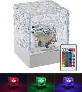Rabalux Průhledná designová LED RGB stolní lampa Cubiko na baterie s DO 76022