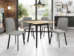 Rozkládací stůl Renkiz S 85/85 se 4 židlemi Lekoz, Barva dřeva: šedý mramor + černá, Potah: Amor Velvet 4302 Mirjan24 5903211305870