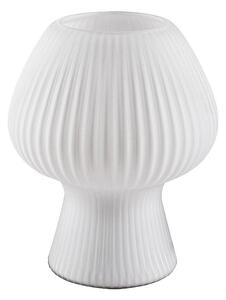 Rabalux Bílá stolní lampa Vinelle se žebrovaným skleněným stínítkem pro žárovku E14 74023