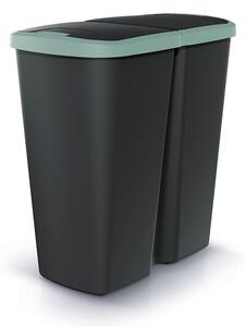 Odpadkový koš DUO černý, 45 l, zelená / černá