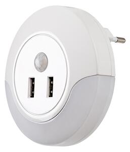 Rabalux Kulaté LED noční světlo s pohybovým čidlem a USB výstupy Dembo 13,9W 76012