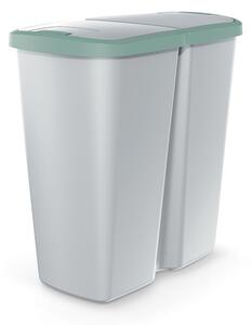 Odpadkový koš DUO šedý, 45 l, zelená / šedá