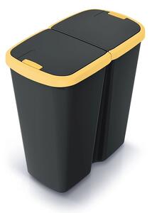 Odpadkový koš DUO černý, 45 l, žlutá / černá