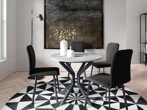 Rozkládací stůl Kirtore M 90 se 4 židlemi Lekoz, Barva dřeva: šedý mramor + černá, Potah: Amor Velvet 4302 Mirjan24 5903211306228