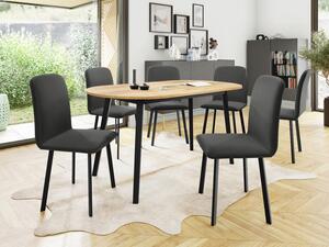 Rozkládací stůl Zerimo S 150x80 se 6 židlemi Lekoz, Barva dřeva: bíla + černá, Potah: Amor Velvet 4311 Mirjan24 5903211306730