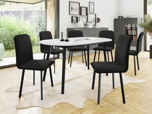Rozkládací stůl Zerimo S 150x80 se 6 židlemi Lekoz, Barva dřeva: bíla + černá, Potah: Amor Velvet 4322 Mirjan24 5903211306723