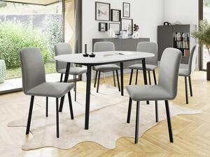 Rozkládací stůl Zerimo S 150x80 se 6 židlemi Lekoz, Barva dřeva: bíla + černá, Potah: Amor Velvet 4318 Mirjan24 5903211306747