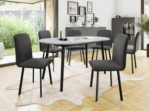 Rozkládací stůl Zerimo S 150x80 se 6 židlemi Lekoz, Barva dřeva: šedý mramor + černá, Potah: Amor Velvet 4321 Mirjan24 5903211306761