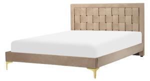 Postel Umělý samet LIMOUX 140 x 200 cm Taupe