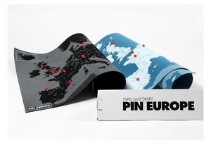 Černá nástěnná mapa Evropy Palomar Pin World, 100 x 80 cm