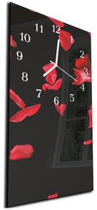 Nástěnné hodiny 30x60cm červené okvětní lístky - plexi