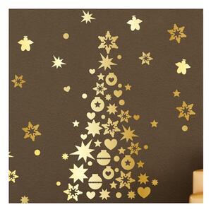 Vánoční samolepky Ambiance Golden Christmas Tree And Stars