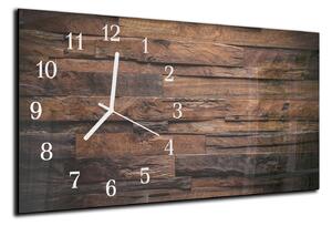 Nástěnné hodiny 30x60cm design tmavé dřevo textura - plexi