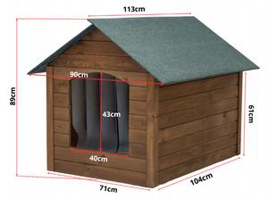 Zateplená bouda pro velikost psa. XL - 113 cm x 90 cm x 89 cm Walnut