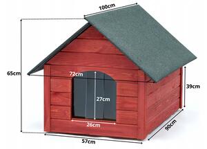 Zateplená bouda pro psa L - 100 cm x 72 cm x 65 cm Walnut