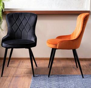 Jídelní židle Lotus Velvet, oranžová / černá