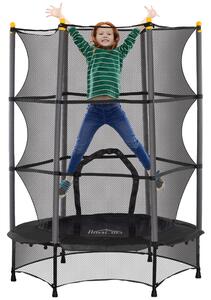 HOMCOM Dětská trampolína Ø140 cm, trampolína s ochrannou sítí a ochranným poklopem, zahradní trampolína pro děti 3-10 let, nosnost až 50 kg, černá | A