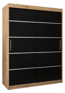 Šatní skříň 150 cm Verika 1 150 (dub artisan + černá)