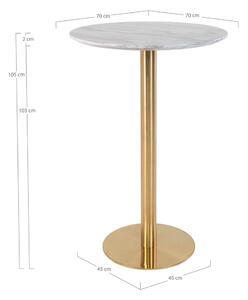 Designový kulatý barový stůl Kane 70 cm imitace mramoru / mosaz