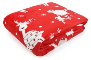 Vánoční deka z mikrovlákna DEER RUDOLF červená 150x200 cm
