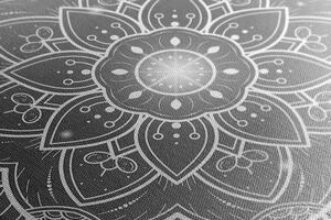 Obraz orientální Mandala v černobílém provedení
