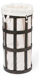Černý dřevěný koš na prádlo s bílým vakem Wireworks Cage