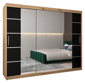 Šatní skříň 250 cm Verika 4 250 (dub artisan + černá)