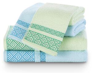 Dárkový set 6 ks ručníků 100% bavlna VOICE 2x ručník 50x100 cm, 2x osuška 70x140 cm a 2x ručník 30x50 cm mátová/modrá 460 gr Mybesthome