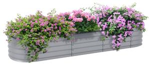 Outsunny Kovový Vysoký Záhon, Pěstební Box, Zahradní Záhon, DIY Pěstebník s Otevřeným Dnem, Bylinkový Záhon pro Zahradu, Balkon, Stříbrná 195 x 62 x 3