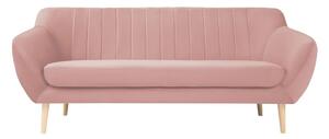 Světle růžová sametová pohovka Mazzini Sofas Sardaigne, 188 cm