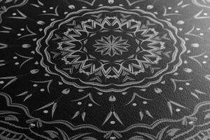Obraz Mandala ve vintage stylu v černobílém provedení
