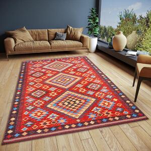 Kusový koberec Cappuccino 105875 Peso Red Blue 80x165 cm