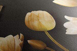 Obraz tulipány se zlatým motivem
