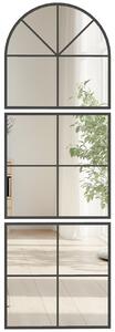 HOMCOM nástěnné zrcadlo 60 x 180 cm trojdílné, zakřivené zrcadlo s kovovým rámem, dekorativní visící zrcadlo, okno zrcadlo pro koupelnu a obývací poko