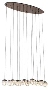 Hanglamp donker brons met glas 6pcs - Inge