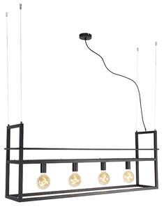 Chytré závěsné svítidlo černé s policí velké 4-světlo vč. Wifi G95 - Cage Rack