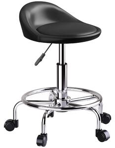 HOMCOM Nastavitelný Kolečkový Skládací Stolek s Opěrkou 59-75 cm Otočný Stolek 360° Rotující Stolek pro Kancelář, Salon, Masáže, Spa Černý | Aosom