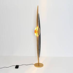 LED stojací lampa La Presa, zlatá/černá/hnědá
