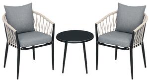 Outsunny 3-dílná zahradní souprava, bistro set zahrnující 1 stůl a 2 židle s polstry, balkonový set, zahradní nábytek pro terasu a balkon, ocel, šedá
