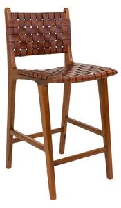 Designová barová židle Jamison hnědá kůže - Skladem