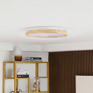 Lindby Mirren LED stropní, dřevo Ø49,5cm smart