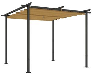 Outsunny Pergola 3x3m Zahradní Pavilon s Terasovým Střechou z Kovu, Zahradní Pavilon s Nastavitelnou Sluneční Clonou, UV Ochrana 30+, Samostatná Ochra
