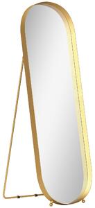 HOMCOM Zrcadlo v plné délce 160 x 50 cm s klenutým rámem, stojící zrcadlo s metalovým rámem a nerozbitným sklem pro obývací pokoj, ložnici a chodbu, Z