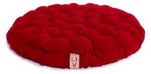Tmavě červený sedací polštářek s masážními míčky Linda Vrňáková Bloom, Ø 65 cm